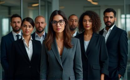 Diverse team looking determined