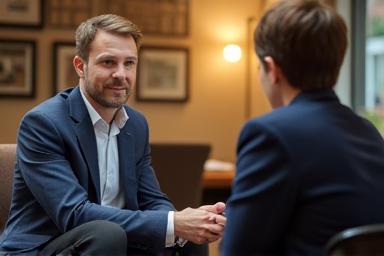 Two people discussing coaching strategies
